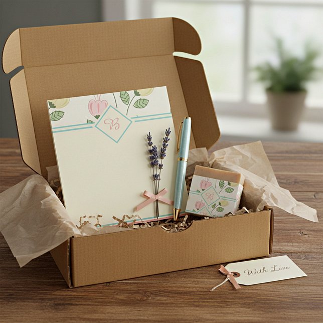 Notizblock mit hübschem Blumenrahmen (Von Creator hochgeladen)