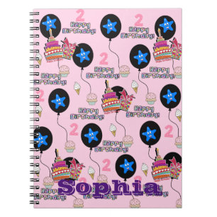 Notizbuch, #2 Happy 2. Geburtstag Notizen Rosa Notizblock
