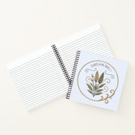 Notizbuch, blumig, elegant, träume groß. notizbuch