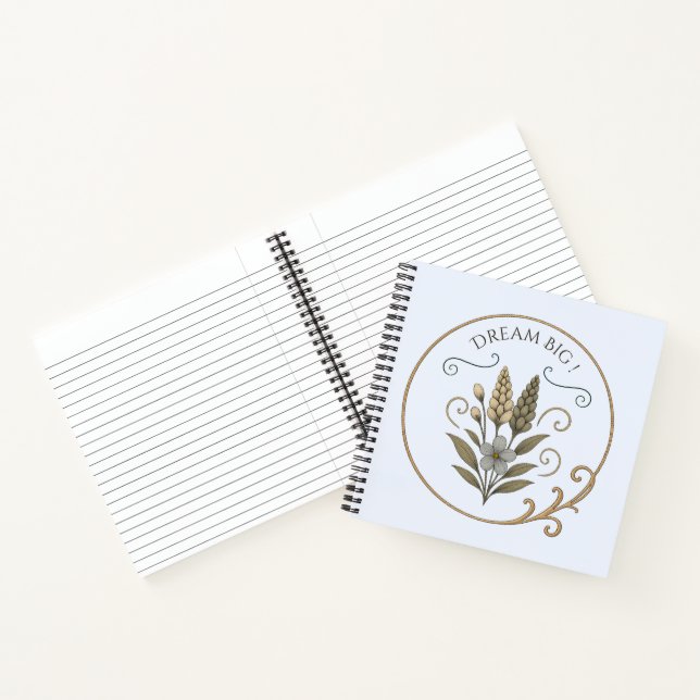 Notizbuch, blumig, elegant, träume groß. notizbuch (Innenseite)