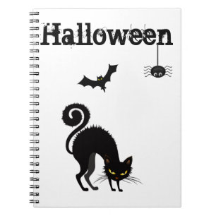 Notizbuch - Erschrockenes schwarzes Katzen-Design  Notizblock
