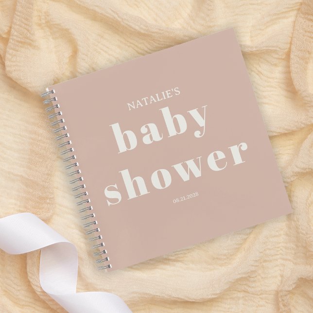 Notizbuch für Baby-Party mit rosa Sandstein-Typogr (Von Creator hochgeladen)
