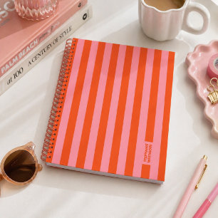 Notizbuch Journal   Preppy Bold Stripe Korallenros