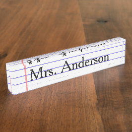 Notizbuch-Lehrer-Nummernschild für Schreibtisch Namensplakette