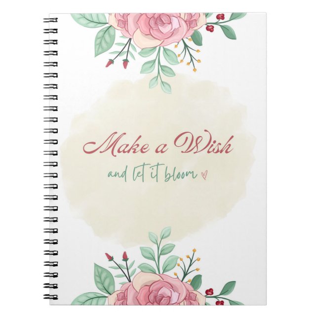 Notizbuch 'Make a Wish' | Florales Tagebuch (Vorderseite)