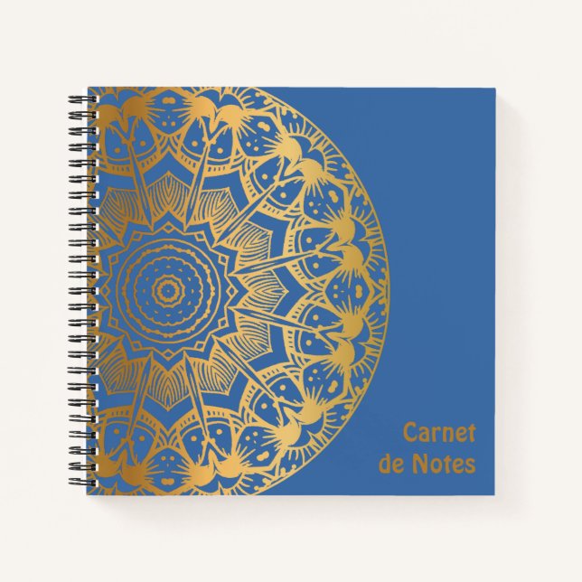 Notizbuch Mandala Farbe Gold und Leder (Vorderseite)