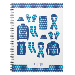Notizbuch mit blauem Argyle-Muster-Foto Notizblock