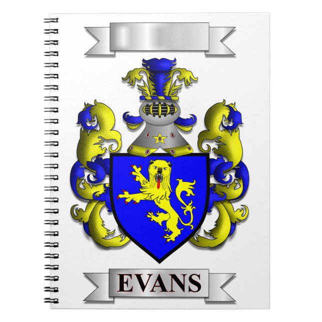 Notizbuch mit Evans Nachname und Schild Notizblock (Vorderseite)