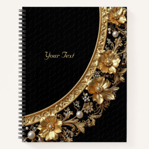 Notizbuch mit goldenen verzierten Blumen
