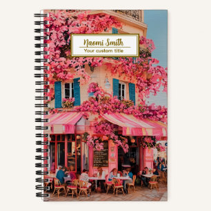 Notizbuch mit individuellem Namen/Titel – Pink Flo