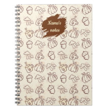 Notizbuch mit individuellem Namen und Herbstmuster