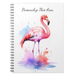 Notizbuch mit individuellem Wasserfarb-Flamingo Notizblock