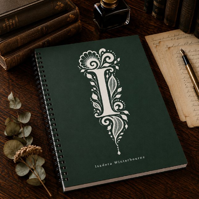 Notizbuch mit Linolschnitt-Botanik-Monogramm Buchs Notizblock (Von Creator hochgeladen)