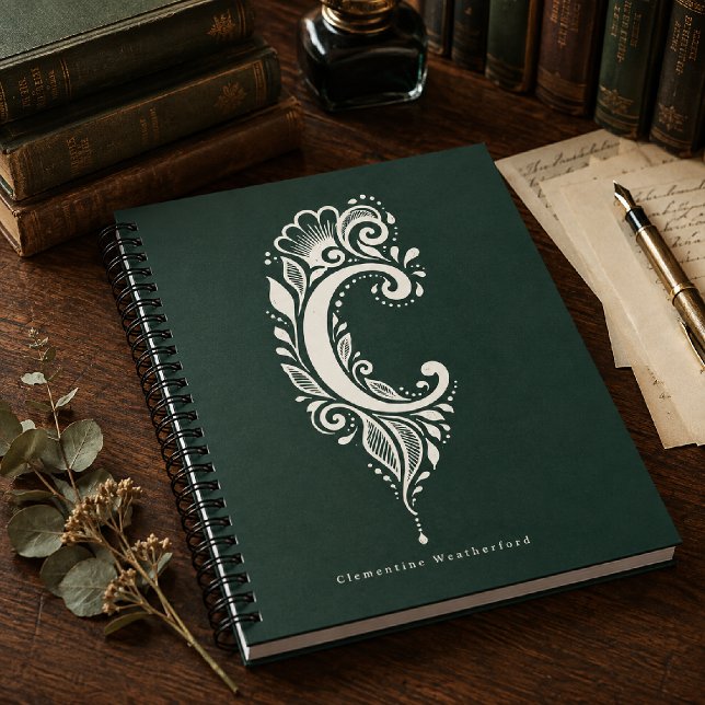 Notizbuch mit Linolschnitt-Monogramm Buchstabe C B Notizblock (Von Creator hochgeladen)