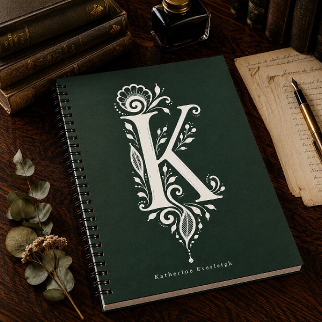 Notizbuch mit Linolschnitt-Monogramm Buchstabe K B Notizblock (Von Creator hochgeladen)