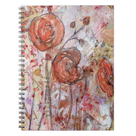 Notizbuch mit Mixed-Media-Blumenkunst. Notizblock