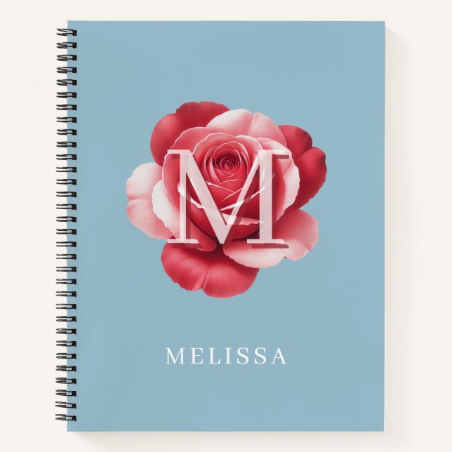 Notizbuch mit personalisiertem Roseninitial | Mode (Vorderseite)