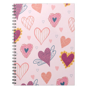 Notizbuch mit rosa Herzen Muster Journal Notizblock