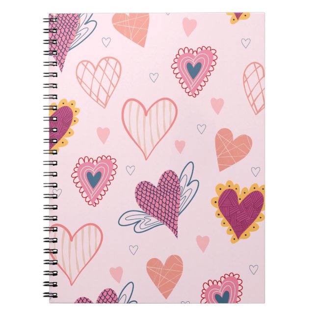 Notizbuch mit rosa Herzen Muster Journal Notizblock (Vorderseite)
