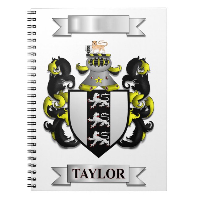 Notizbuch mit Taylor Nachname und Schild Notizblock (Vorderseite)