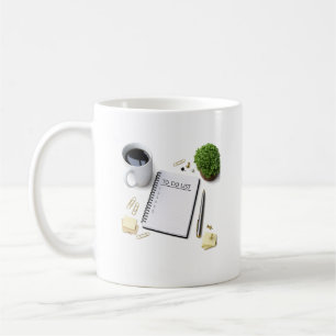 Notizbuch mit To-Do-Liste Kaffee Schreibtisch Orga Kaffeetasse