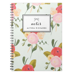 Notizbuch mit Vintage-Pfingstrosen-Muster Notizblock