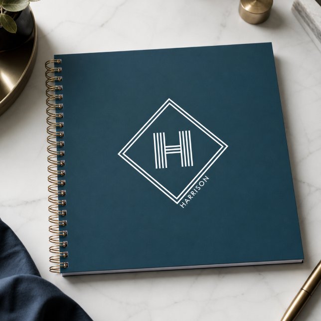 Notizbuch | Moderne geometrische Monogramm-Initial (Von Creator hochgeladen)