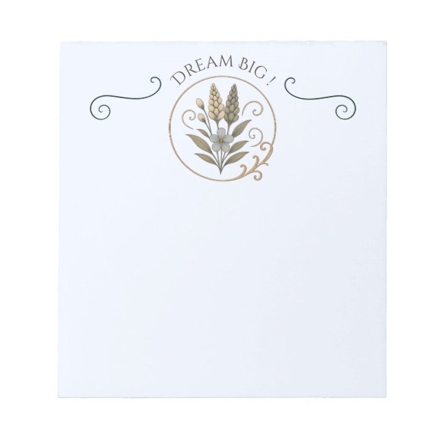 Notizbuch, Notizblock, Träume groß denken. Notizblock (Vorderseite)