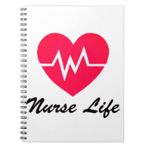 Notizbuch 'Nurse Life Rot EKG Herz'