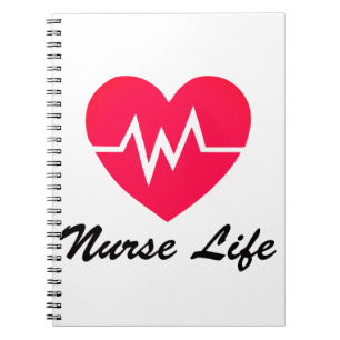 Notizbuch 'Nurse Life Rot EKG Herz' Notizblock