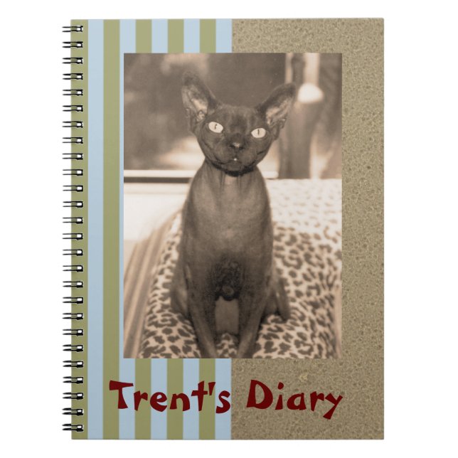Notizbuch | Sepia Foto Devon Rex Cat Notizblock (Vorderseite)