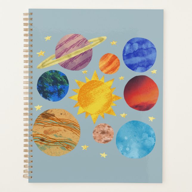 Notizbuch Sonnensystem | Bildung Planeten Weltraum Planer (Vorderseite)