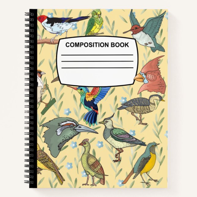 Notizbuch zur Vogelkomposition, spiralförmig (Vorderseite)
