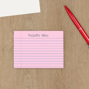 Notizbuchlinien Rosa Namen hinzufügen Post-it Klebezettel
