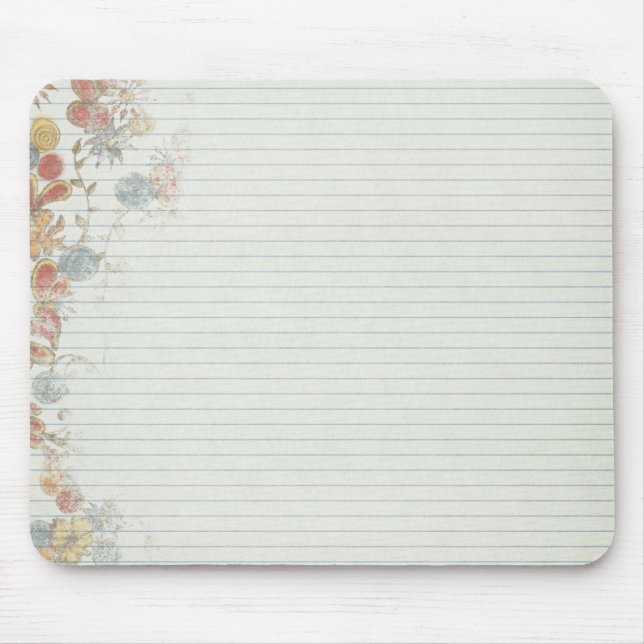 Notizbuchpapier mit Blume Mousepad (Vorne)