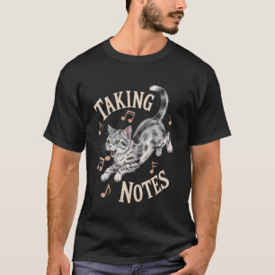 Notizen machen lustige Katze beißt musikalische No T-Shirt