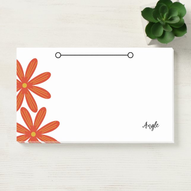 Notizen mit Blume und Namensschild (Büro)