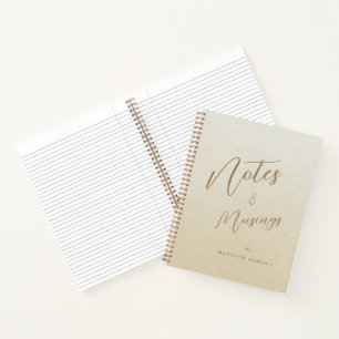 Notizen & Muskeln Moderne Script Monogram Gold Notizbuch