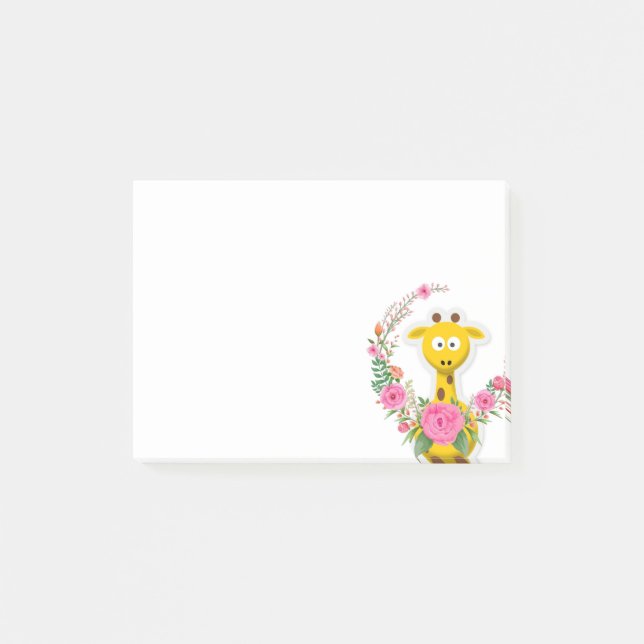 Notizen Post it Notes, Sunflower Floral Giraffe (Vorderseite)