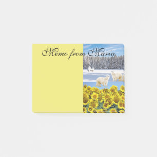 Notizen Post it Notes, Sunflower Polar Bear Floral