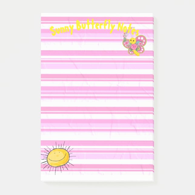 Notizen Rosa Streifen Butterfly Sun (Vorderseite)