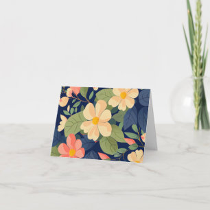 Notizkarte Navy Pfirsich Rosa Floral Botanisch Dankeskarte