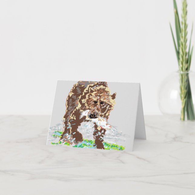 Notizkarte unbedruckt innen / Grizzlybär Karte (Vorderseite)