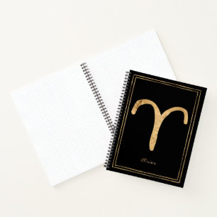 Notizzettel mit goldstilisierten Aries Notizbuch