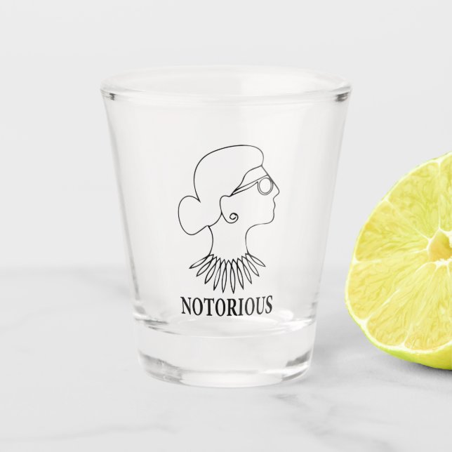 Notoring RBG, Ruth Bader Ginsburg Zeichnend Schnapsglas (Vorderseite)