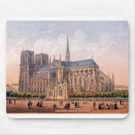 Notre Dame Cathedral 1870 print, Paris Frankreich Mousepad
