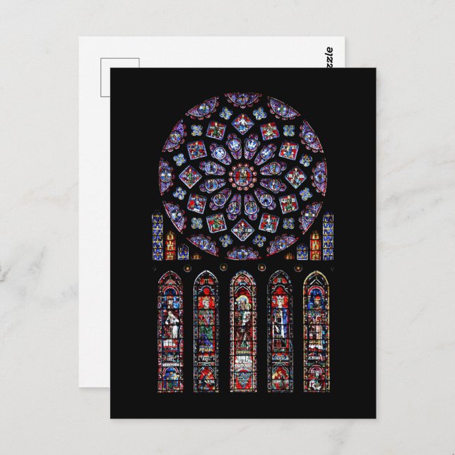 Notre Dame Cathedral North Rose Window Postkarte (Vorne/Hinten)