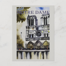 Notre Dame Cathedral Paris - Frankreich Vintag Postkarte