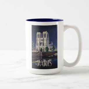 Notre Dame Cathedral Paris - Frankreich Vintag Zweifarbige Tasse