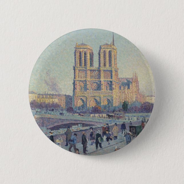 Notre Dame Cathedral Paris - Klassische Malerei Button (Vorderseite)